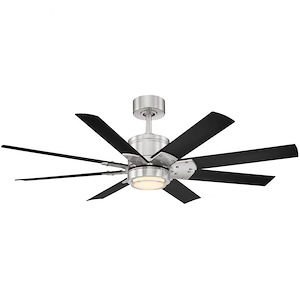 Renegade - 54 Inch 8 Blade Ceiling Fan with Light Kit and Remote Control In Modern Industrial Style-14.82 Inches Tall