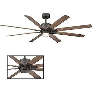 Renegade-66 Inch 8-Blade Ceiling Fan with Light Kit and Remote Control in Modern Industrial Style-15.6 Inches High