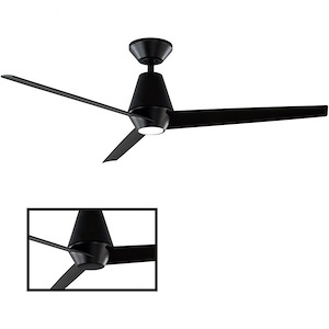 Slim-52 Inch 3-Blade Downrod Ceiling Fan with LED Light Kit and Remote Control in Contemporary Style-14.19 Inches High - 989475