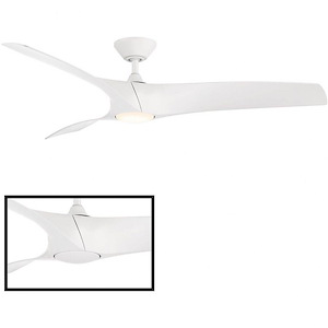 Zephyr-52 Inch 3 Blade Ceiling Fan with LED Light Kit and Remote Control-18 Inches Tall - 989493