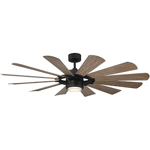 Wyndmill - 65 Inch 12 Blade Ceiling Fan with Light Kit and Remote Control In Contemporary Style-17 Inches Tall