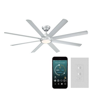 Hydra-80 Inch 8-Blade Ceiling Fan with Light Kit and Remote Control in Industrial Style-17.1 Inches High