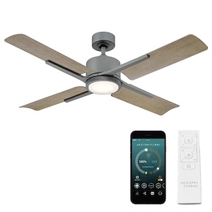 Cervantes-4 Blade Ceiling Fan with Light Kit and Remote Control/Wall Cradle in Traditional Style-56 Inches Wide by 13.9 Inches High