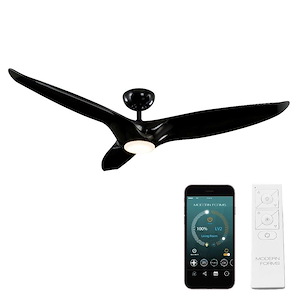 Morpheus III-3-Blade Ceiling Fan with Light Kit and Remote Control in Contemporary Style-60 Inches Wide by 12 Inches High