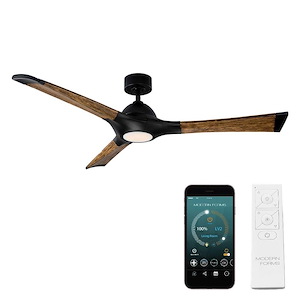 Woody-60 Inch 3 Blade Ceiling Fan with LED Light Kit and Remote Control-13 Inches High