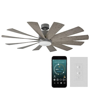 Windflower-60 Inch 3 Blade Ceiling Fan with LED Light Kit and Remote Control-15 Inches High