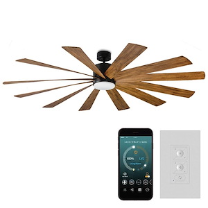 Windflower-80 Inch 12 Blade Ceiling Fan with LED Light Kit and Remote Control-17.75 Inches Tall