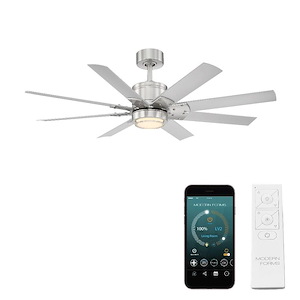 Renegade - 54 Inch 8 Blade Ceiling Fan with Light Kit and Remote Control In Modern Industrial Style-14.82 Inches Tall