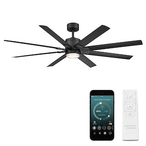 Renegade-66 Inch 8-Blade Ceiling Fan with Light Kit and Remote Control in Modern Industrial Style-15.6 Inches High