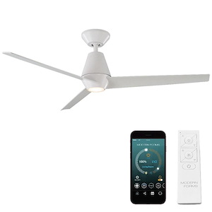 Slim-52 Inch 3-Blade Downrod Ceiling Fan with LED Light Kit and Remote Control in Contemporary Style-14.19 Inches High