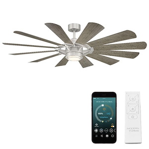 Wyndmill - 65 Inch 12 Blade Ceiling Fan with Light Kit and Remote Control In Contemporary Style-17 Inches Tall