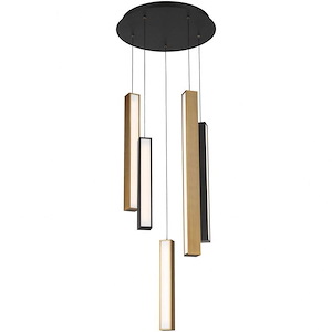 Chaos-32W 5 LED Round Pendant in Mid-Century Modern Style-17 Inches Wide by 36 Inches High