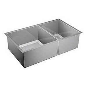 Prep - 34 Inch X 20 Inch Steel 16 Gauge Double Bowl Sink - 23.1 Inches W x 13.4 Inches H