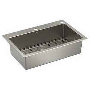 Prep - 33 Inch X 22 Inch Steel 18 Gauge Single Bowl Dual Mount Sink - 23.8 Inches W x 11.3 Inches H