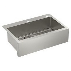 Prep - 33 Inch X 22 Inch Steel 18 Gauge Single Bowl Dual Mount Sink - 24.41 Inches W x 12.6 Inches H - 1323224
