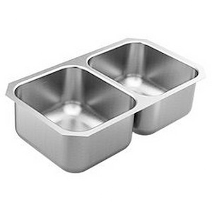 1800 Series - 31.75 X 18.25 Stainless Steel 18 Gauge Double Bowl Sink - 24.6 Inches W x 11.5 Inches H