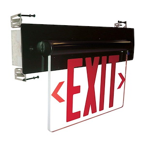 NX-814 Series - 3W LED Single Mirrored Acrylic Face Recessed Adjustable Edge-Lit Exit Sign with 2-Circuit-8.25 Inches Tall and 14.5 Inches Wide