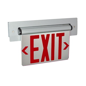 NX-815 Series - 3W LED Single Mirrored Acrylic Face Recessed Adjustable Edge-Lit Exit Sign with Battery Backup-8.25 Inches Tall and 14.5 Inches Wide
