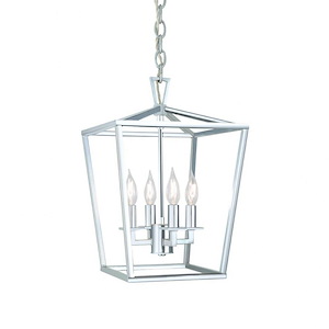 4 Light Small Cage Pendant In Traditional and Classic Style-18 Inches Tall and 12 Inches Wide