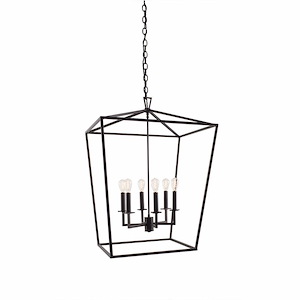6 Light Large Cage Pendant In Traditional and Classic Style-33.625 Inches Tall and 24 Inches Wide