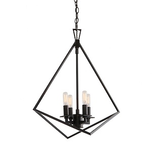 4 Light Trapezoid Cage Chandelier In Modern and Contemporary Style-23.25 Inches Tall and 18 Inches Wide