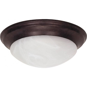 Two Light Flush Mount Twist and Lock-14 Inches Wide by 5.5 Inches High