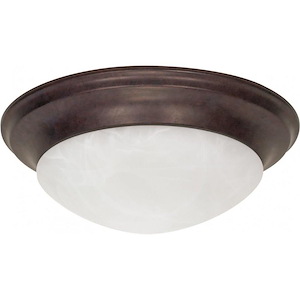 Three Light Flush Mount Twist and Lock-17 Inches Wide by 6 Inches High