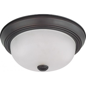 Two Light Flush Mount-11.375 Inches Wide by 4.875 Inches High