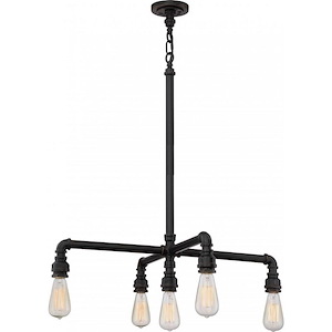 Iron-Five Light Chandelier-27 Inches Wide by 17 Inches High