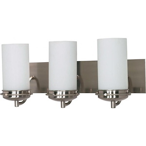 Polaris - 3 Light Vanity with Cylinder Shades in Satin Frosted Glass