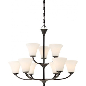 Fawn-Nine Light 2-Tier Chandelier-30 Inches Wide by 26 Inches High