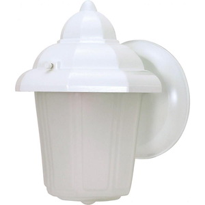 1 Light 9 Inch - Hood Lantern with Satin Frosted Glass - White Finish