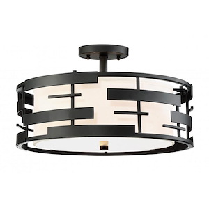 Lansing-3 Light Semi-Flush Mount-16 Inches Wide by 9.38 Inches High