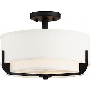 Frankie-3 Light Semi-Flush Mount in Contemporary Style-15 Inches Wide by 10.63 Inches High
