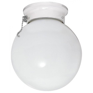 One Light Flush Mount with Pull Chain-6 Inches Wide by 7.25 Inches High