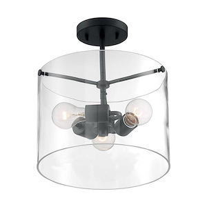 Sommerset-3 Light Semi-Flush Mount in Modern/Contemporary Style-11.75 Inches Wide by 13.5 Inches High
