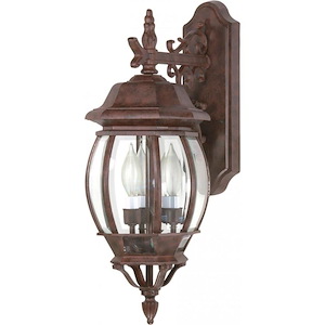 Central Park-Three Light Outdoor Wall Lantern-7.375 Inches Wide by 22.75 Inches High