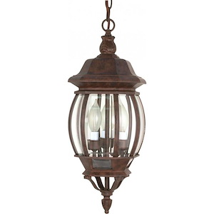 Central Park-Three Light Outdoor Hanging Lantern-7.375 Inches Wide by 20 Inches High