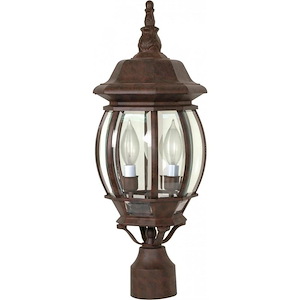 Central Park-Three Light Outdoor Post Lantern-7.375 Inches Wide by 21 Inches High