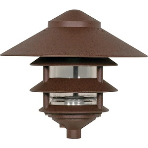 One Light Outdoor 3 Louver Pagoda Light with Large Hood-9.63 Inches Wide by 8.63 Inches High
