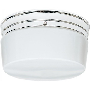 Two Light Large Flush Mount-10 Inches Wide by 7 Inches High