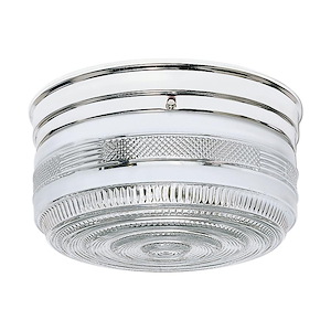 Two Light Large Flush Mount-10 Inches Wide by 7 Inches High