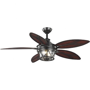 Alfresco - Wide - Ceiling Fan - 2 Light - Handheld Remote - Damp Rated in Coastal style - 54 Inches wide by 19.25 Inches high