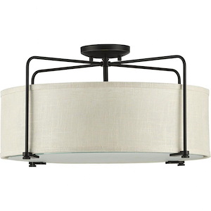 Kempsey - 11 Inch Height - Close-to-Ceiling Light - 3 Light - Flat Round Shade - Line Voltage