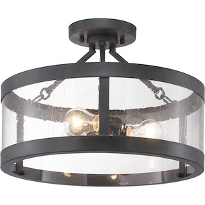 Gresham - Close-to-Ceiling Light - 3 Light - curved Shade in Farmhouse style - 17.75 Inches wide by 12 Inches high - 756680