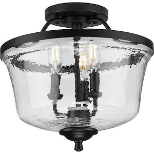 Bowman - Close-to-Ceiling Light - 3 Light - Bell Shade in Coastal style - 14.25 Inches wide by 13.38 Inches high