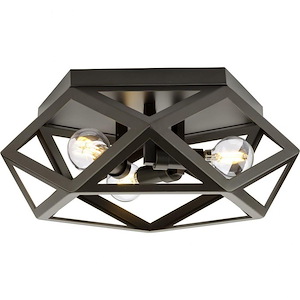 Saucedo - 3 Light Flush Mount In Contemporary Style-5.5 Inches Tall and 14.62 Inches Wide