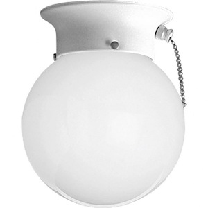 Glass Globes - 7.25 Inch Height - Close-to-Ceiling Light - 1 Light - Globe Shade - with Pull Chain Switch