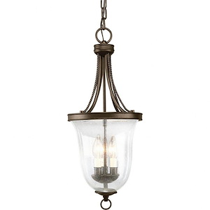 Seeded Glass - 3 Light - Bowl Shade in New Traditional and Transitional style - 9.75 Inches wide by 24.5 Inches high