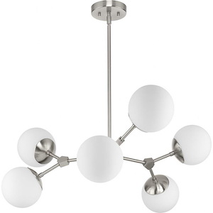 Haas - 6 Light Chandelier In Mid-Century Modern Style-12.5 Inches Tall and 33.5 Inches Wide
